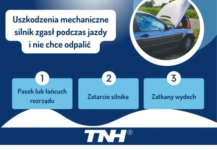 Auto odpala i gaśnie? Przyczyny: pasek rozrządu, zatarcie silnika, zatkany wydech. Mechanik sprawdza silnik pod maską.