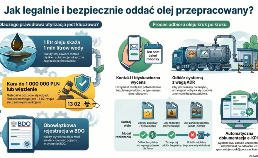 Zużyty olej silnikowy - Gdzie oddać? Poradnik krok po kroku