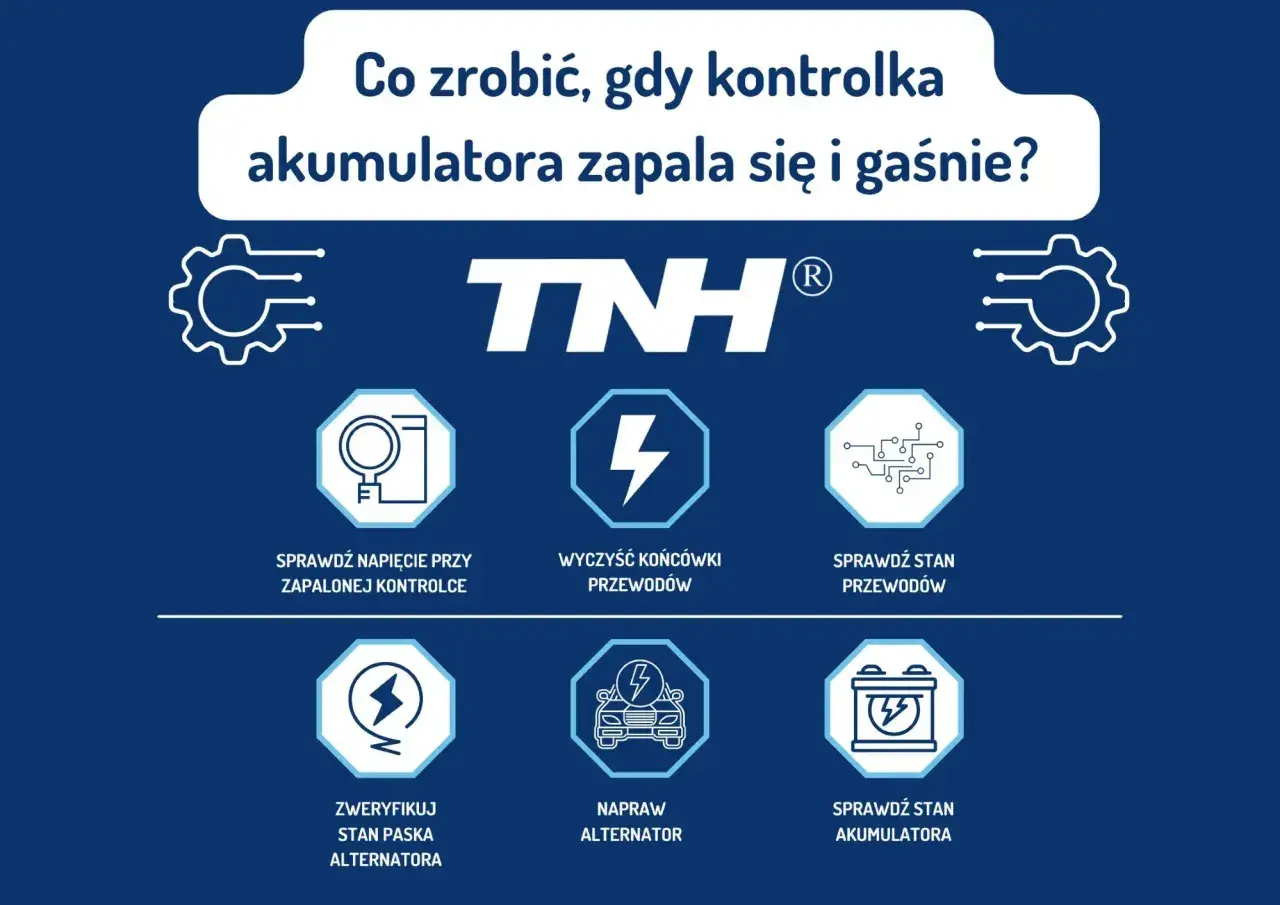 Co zrobić, gdy kontrolka alternatora zapala się i gaśnie? Sprawdź napięcie, przewody, pasek i sam alternator.