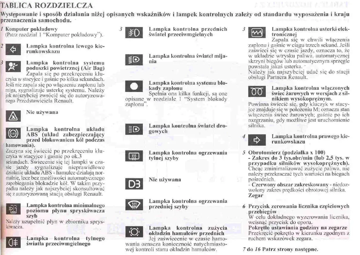 Symbol przeciwmgielne tylne: lampka kontrolna tylnego światła przeciwmgielnego.